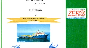 SV. Katalina was  awarded  “ Best Performing Vessel of Quarter 1 of 2015 ” by PHE ONWJ